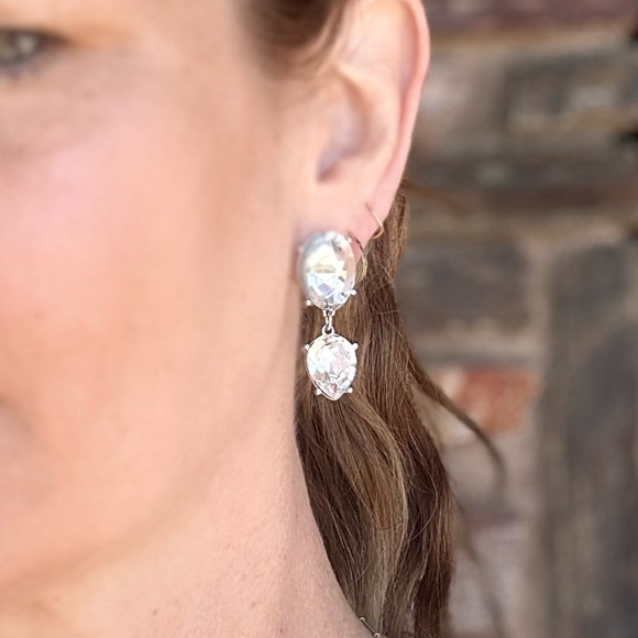 Yves Saint Laurent “YSL” crystal drop clip on earrings - Picture 3 of 9